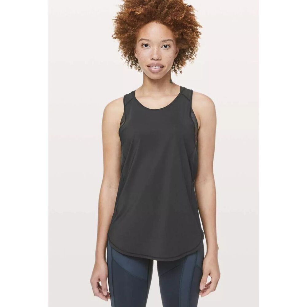 Lululemon Sculpt Tank Top Black Sheer Womens Small 4/6 High Neck Lightweight Run